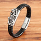 TYO Cool Style Men Leather Bracelets & Bangles Skull Owl Scorpion Snake Braided Wrap Stainless Steel Bracelets For Halloween