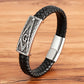 TYO Cool Style Men Leather Bracelets & Bangles Skull Owl Scorpion Snake Braided Wrap Stainless Steel Bracelets For Halloween