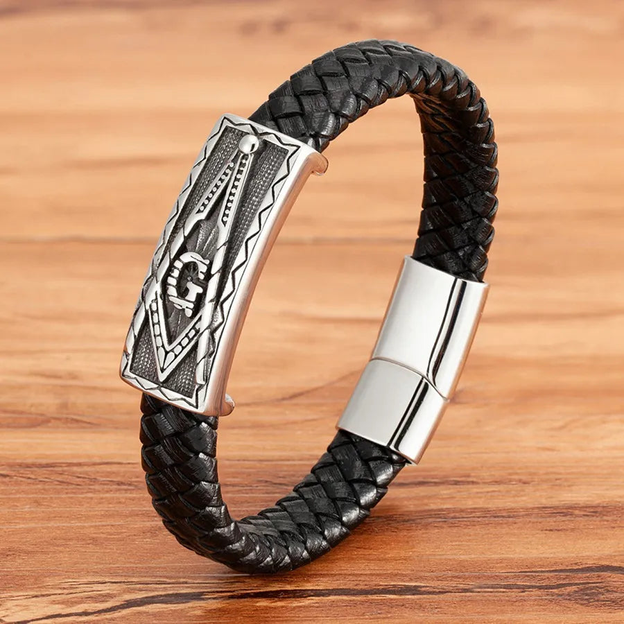TYO Cool Style Men Leather Bracelets & Bangles Skull Owl Scorpion Snake Braided Wrap Stainless Steel Bracelets For Halloween