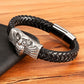TYO Cool Style Men Leather Bracelets & Bangles Skull Owl Scorpion Snake Braided Wrap Stainless Steel Bracelets For Halloween