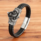 TYO Cool Style Men Leather Bracelets & Bangles Skull Owl Scorpion Snake Braided Wrap Stainless Steel Bracelets For Halloween