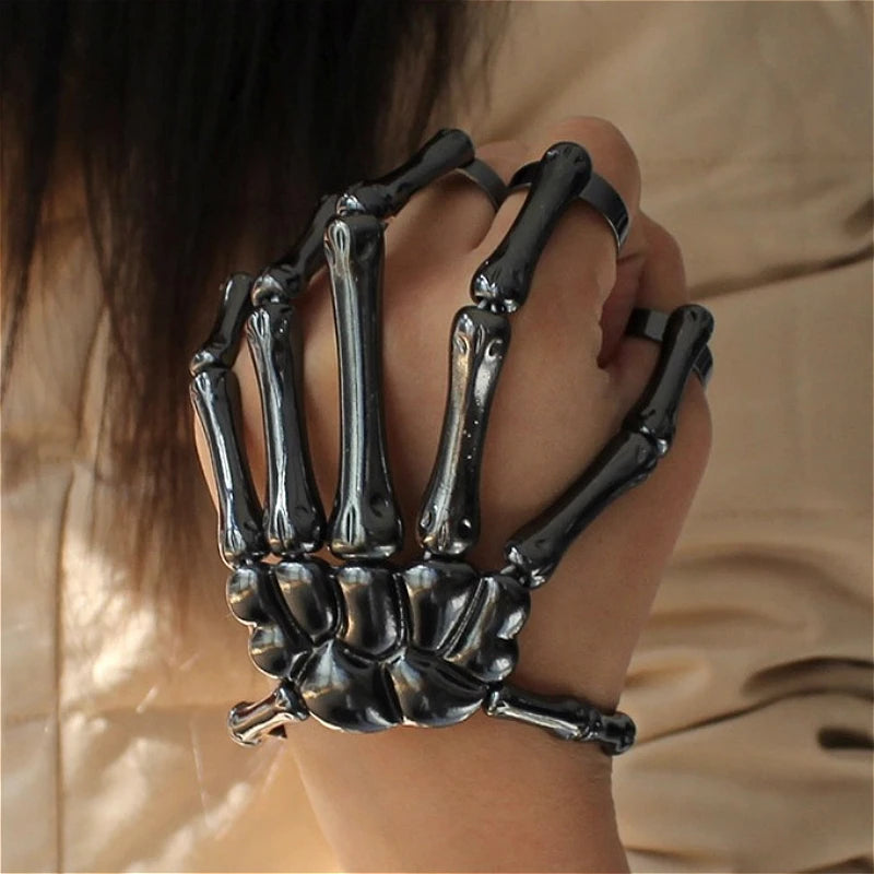 Steam Punk Skull Skeleton Bracelet For Men Gothic Hand Elasticity Adjustable Couple Women Bracelet Bangles Jewelry
