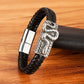 TYO Cool Style Men Leather Bracelets & Bangles Skull Owl Scorpion Snake Braided Wrap Stainless Steel Bracelets For Halloween