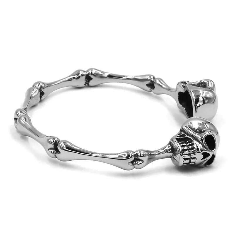 Vintage Ghost Skull Bones Biker Cuff Bracelet Stainless Steel Jewelry Gothic Feather Wing Norse Viking Wolf Men Bangle SJB0362A