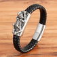 TYO Cool Style Men Leather Bracelets & Bangles Skull Owl Scorpion Snake Braided Wrap Stainless Steel Bracelets For Halloween