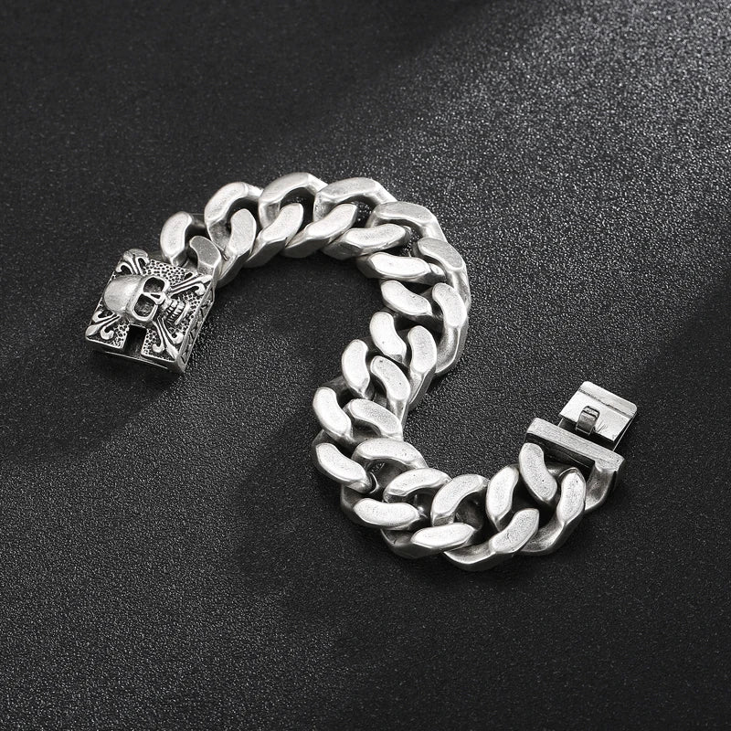 20mm Big and Heavy Chunky Cuban Chain Bracelet Men With Devil Ghost Skull Charm Vintage Magical Jewelry Best Gift For Friends
