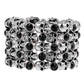 YACQ Skull Skeleton Stretch Cuff Bracelet for Women Biker Bling Crystal Jewelry Antique Silver Color Wholesale Dropshipping D07