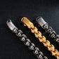 Fongten 12/15mm Skull Charm Bracelets For Men Stainless Steel Steleton Chain Mens Wristband Bracelet Bangle Gothic Jewelry