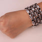 YACQ Skull Skeleton Stretch Cuff Bracelet for Women Biker Bling Crystal Jewelry Antique Silver Color Wholesale Dropshipping D07