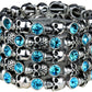 YACQ Skull Skeleton Stretch Cuff Bracelet for Women Biker Bling Crystal Jewelry Antique Silver Color Wholesale Dropshipping D07