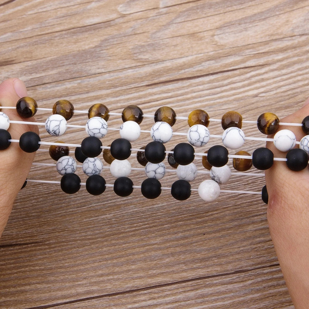 TYO 2Pcs/Set Women Mens CZ Royal Crown Skull Charms 8MM Black Matte Bead Strand Bracelets for Couple Valentine's Day Gifts
