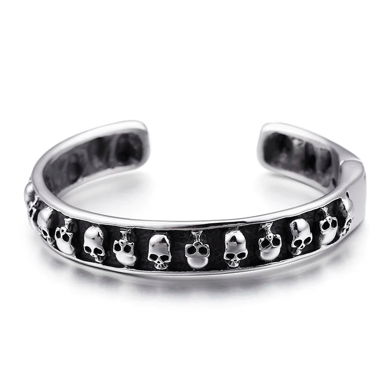 Gothic 316L Stainless Steel Biker Skull skeleton Cuff bangle bracelet 64*10mm