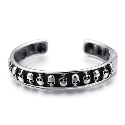 Gothic 316L Stainless Steel Biker Skull skeleton Cuff bangle bracelet 64*10mm