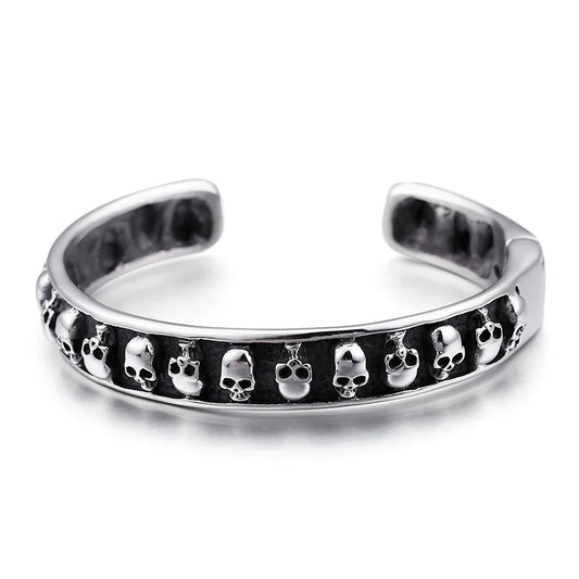 Gothic 316L Stainless Steel Biker Skull skeleton Cuff bangle bracelet 64*10mm