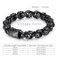 Fongten 12/15mm Skull Charm Bracelets For Men Stainless Steel Steleton Chain Mens Wristband Bracelet Bangle Gothic Jewelry