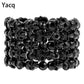 YACQ Skull Skeleton Stretch Cuff Bracelet for Women Biker Bling Crystal Jewelry Antique Silver Color Wholesale Dropshipping D07