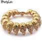 Gold Color Stainless Steel 8.6" Large Skull Hand Chain Men's Bracelets For Men Gothic Punk Rock Skeleton Biker Jewelry Polished