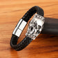 TYO Cool Style Men Leather Bracelets & Bangles Skull Owl Scorpion Snake Braided Wrap Stainless Steel Bracelets For Halloween