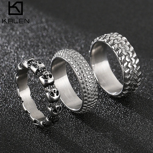 5/7/8mm Skull Ring Men Solid Stainless Steel Punk Rocker Boys Mens Rings Size 11/12 New Male Biker Jewelry Dropshipping Gift