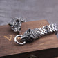Never Fade Rock Viking Wolf Charm Bracelet Men's Stainless Steel Mesh Chain Gold Wolf Punk Jewelry without box