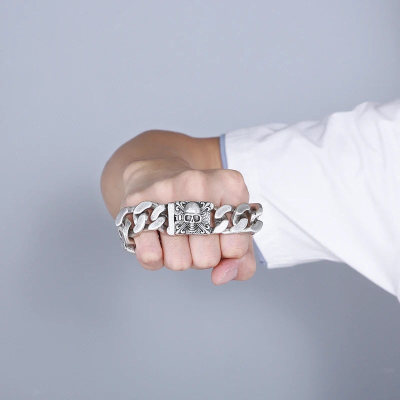 20mm Big and Heavy Chunky Cuban Chain Bracelet Men With Devil Ghost Skull Charm Vintage Magical Jewelry Best Gift For Friends