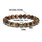 Diffone Mens Natural Stone Bracelet Gothic Skull Braslet Tiger eye Brazalete Beads Accessories For Hombre Viking Braclet Pulsera