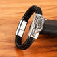 TYO Cool Style Men Leather Bracelets & Bangles Skull Owl Scorpion Snake Braided Wrap Stainless Steel Bracelets For Halloween
