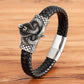 TYO Cool Style Men Leather Bracelets & Bangles Skull Owl Scorpion Snake Braided Wrap Stainless Steel Bracelets For Halloween