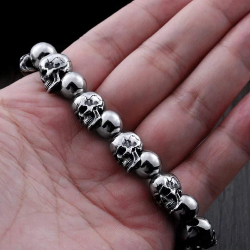 Men High Quality Skull Bracelet Men's Punk Large Adjustable Skeleton Bracelet Men Jewelry Gifts