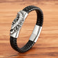 TYO Cool Style Men Leather Bracelets & Bangles Skull Owl Scorpion Snake Braided Wrap Stainless Steel Bracelets For Halloween