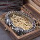 Never Fade Rock Viking Wolf Charm Bracelet Men's Stainless Steel Mesh Chain Gold Wolf Punk Jewelry without box