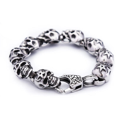 Gothic Vintage Men's Skull Bracelet 316L Stainless Steel Punk Hip Hop Skeleton Bracelets Fashion Amulet Jewelry Gifts Wholesale