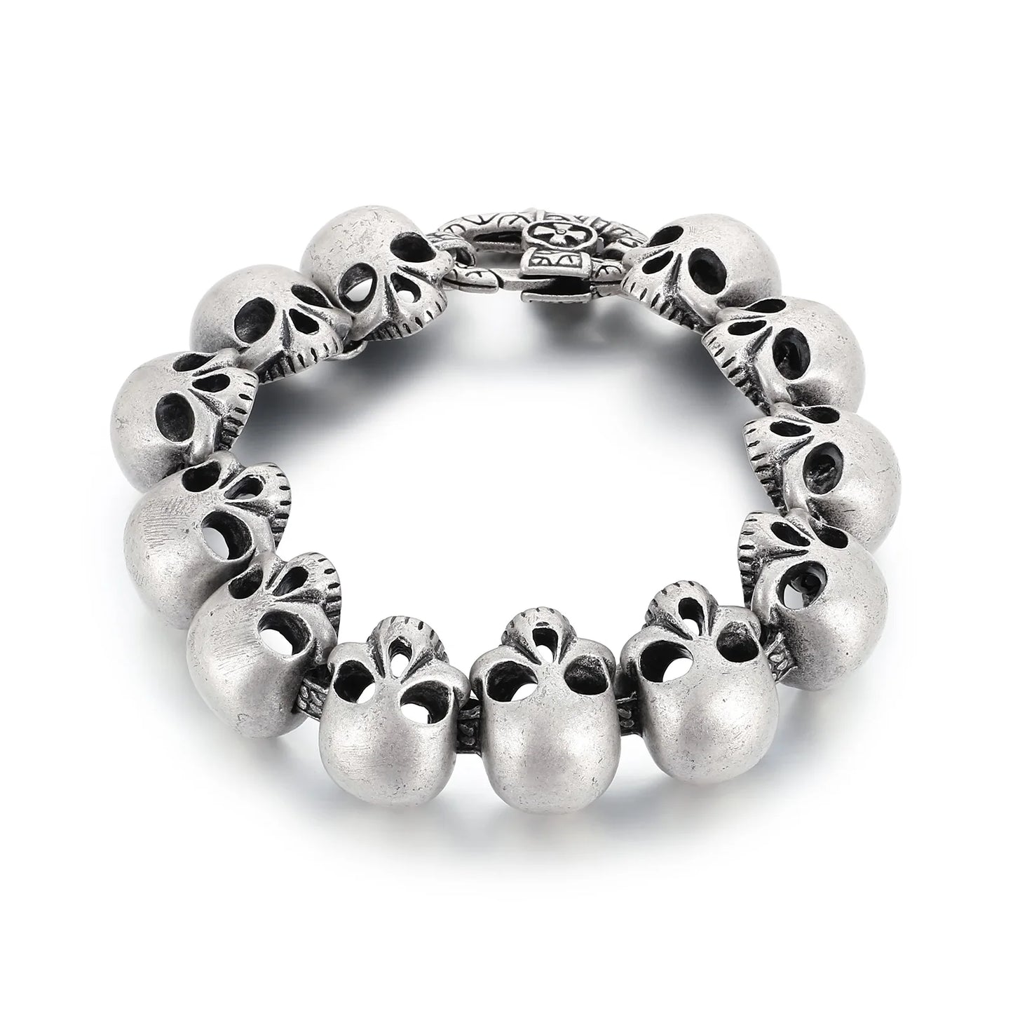 24mm Skull Charm Bracelet Men Stainless Steel 316L Punk Jewelry