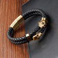 Multi-layer Bracelet Punk Stainless Steel Charm Magnetic Black Men's Leather Bracelets Braided Bangles Jewelry Homme Accessories