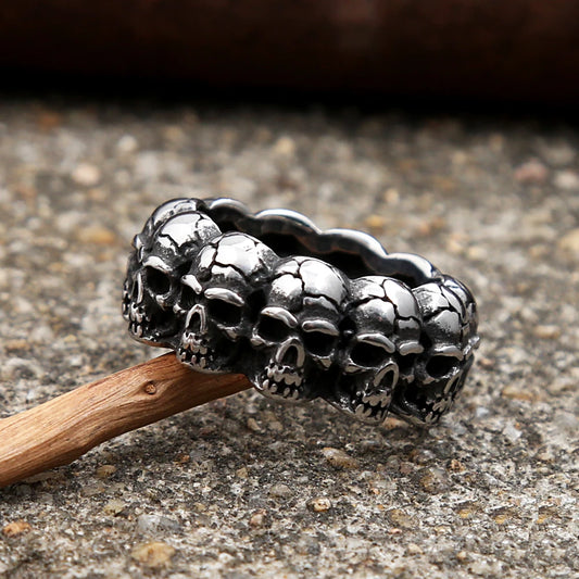 Gothic Vintage Stainless Steel Skull Ring For Men Boys Punk Rock Hip Hop Skull Rings Fashion Party Jewelry Gifts Dropshipping