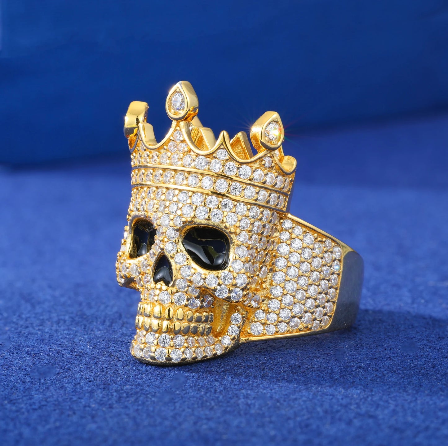 ICEDOUTBOX Moissanite Crown Skull Ring For Men Lab Diamond Sterling Silver Iced Out Hip Hop Rings for Woman Sparkling Jewelry