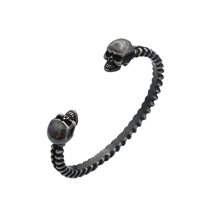 Stainless Steel Gothic Black Skull Bracelet for Men Vintage Adjustable Skeleton Bangle Never Fade Punk Rock Jewelry Dropshipping