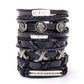 Fashion Viking Punk Bracelet For Men Hand Bracelets Multi-Layer Woven Skull Head Star Accessories Jewelry Leather Set Gifts