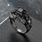 Gothic Jewelry Purple Red Black Crystal Unique Black Skull Rings for Women Halloween Christmas Gifts