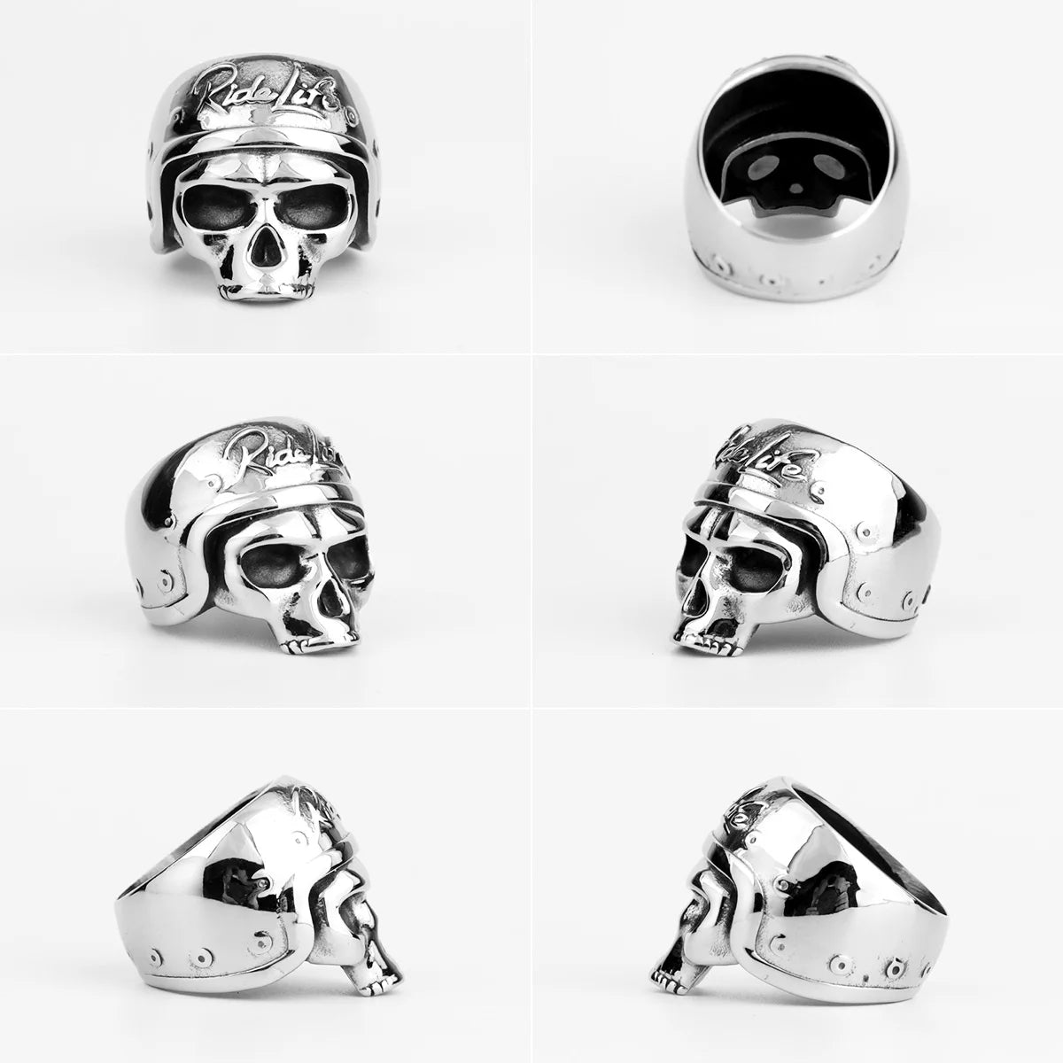 Rider Life Skull Biker Gothic Moto Men Rings Punk Hip Hop for Boyfriend Male Stainless Steel Jewelry Creativity Gift Wholesale