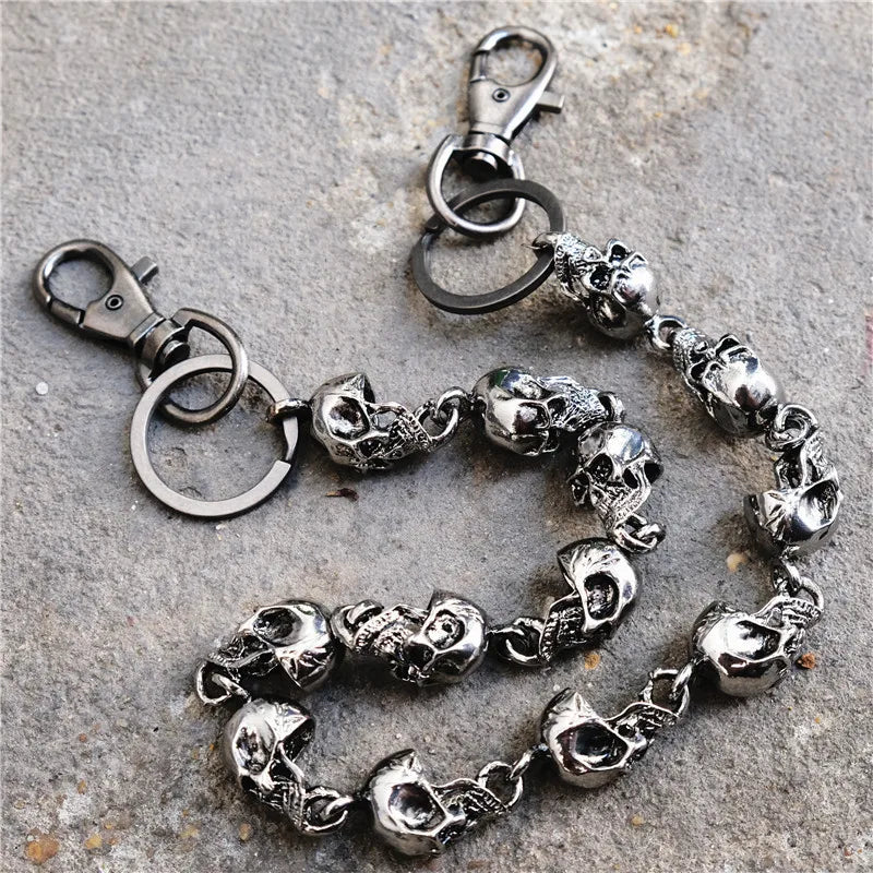Retro Gothic Metal Skull Ghost Head Bracelet For Men Punk Charm Hip Hop Rock Knight Bracelet/Body Chain Accessory Gift