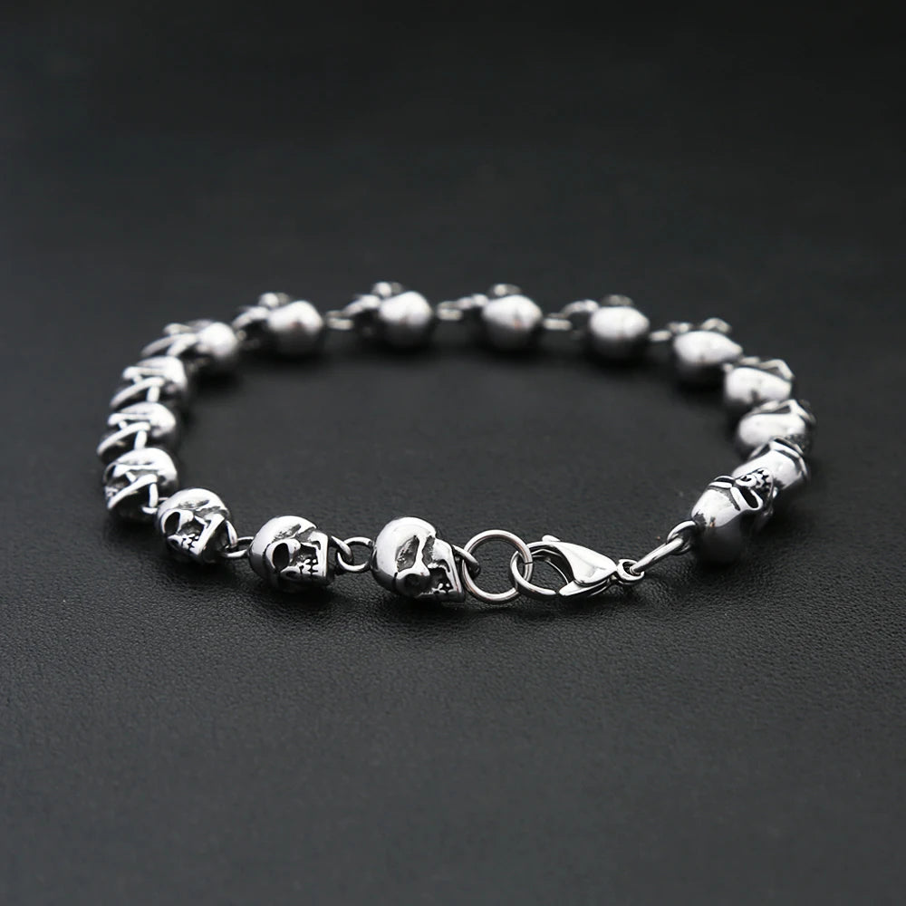 Gothic Vintage Personality Skull Bracelets For Men Women 316L Stainless Steel Fashion Punk Halloween Jewelry Gifts Dropshipping