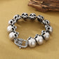 24mm Skull Charm Bracelet Men Stainless Steel 316L Punk Jewelry