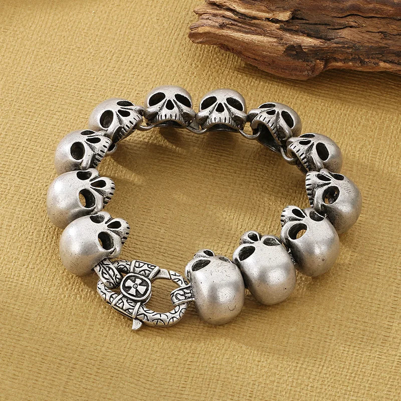 24mm Skull Charm Bracelet Men Stainless Steel 316L Punk Jewelry