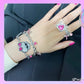 Y2K Accessories Pink Bowknot Rhinestone Skull Bracelet for Women Fashion Gothic Bone Thick Chain Charm Bracelet Harajuku Jewelry