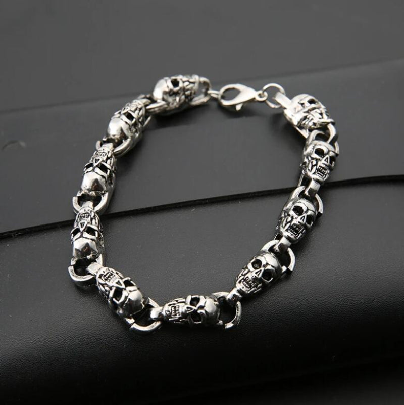 Vintage Fashion Stainless Steel Men's Skull Bracelet Punk Rock Biker Bracelet Men's Jewelry Gift