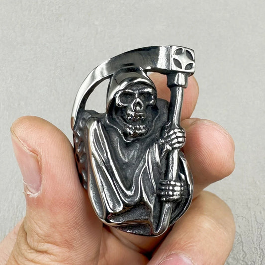 Retro Vintage Unique Grim Reaper Skull Ring for Men Gothic 316L Stainless Steel Death Cool Domineering Jewelry Wholesale