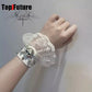 Harajuku Gothic Lolita Y2K subculture, dark punk, gothic, black and white wristband lace bracelet lace skull lace bracelet
