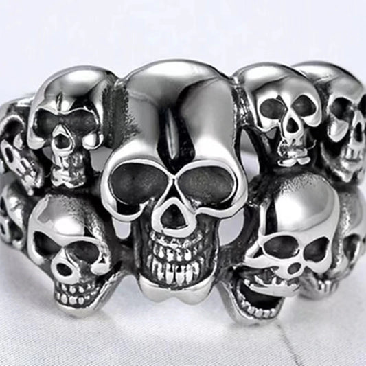 Alloy Gothic Skull Vintage Antique Style Cocktail Party Holiday Statement Biker Ring