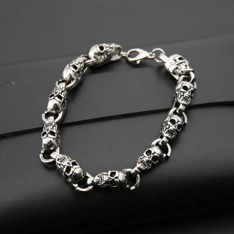 Vintage Fashion Stainless Steel Men's Skull Bracelet Punk Rock Biker Bracelet Men's Jewelry Gift